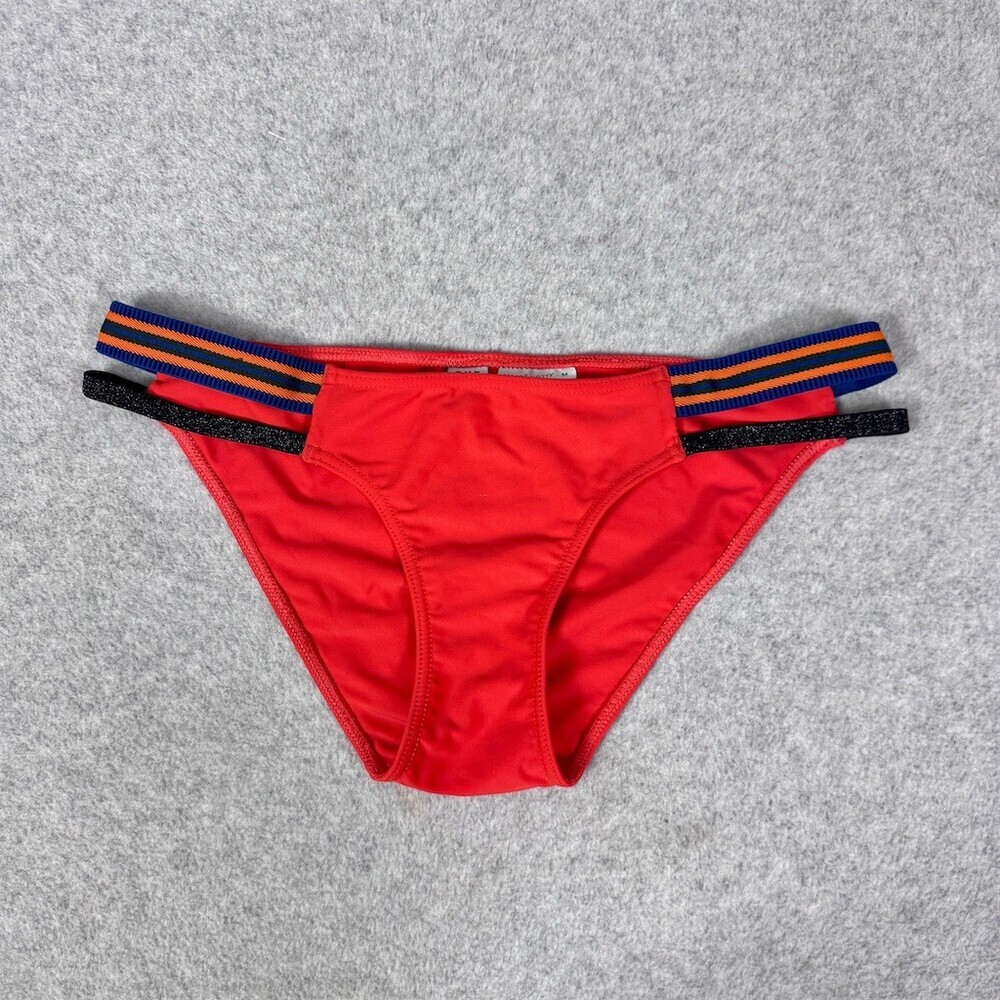 RYE Swim Bikini Bottom Women’s Size M Red Strappy Side Bands Stretch
